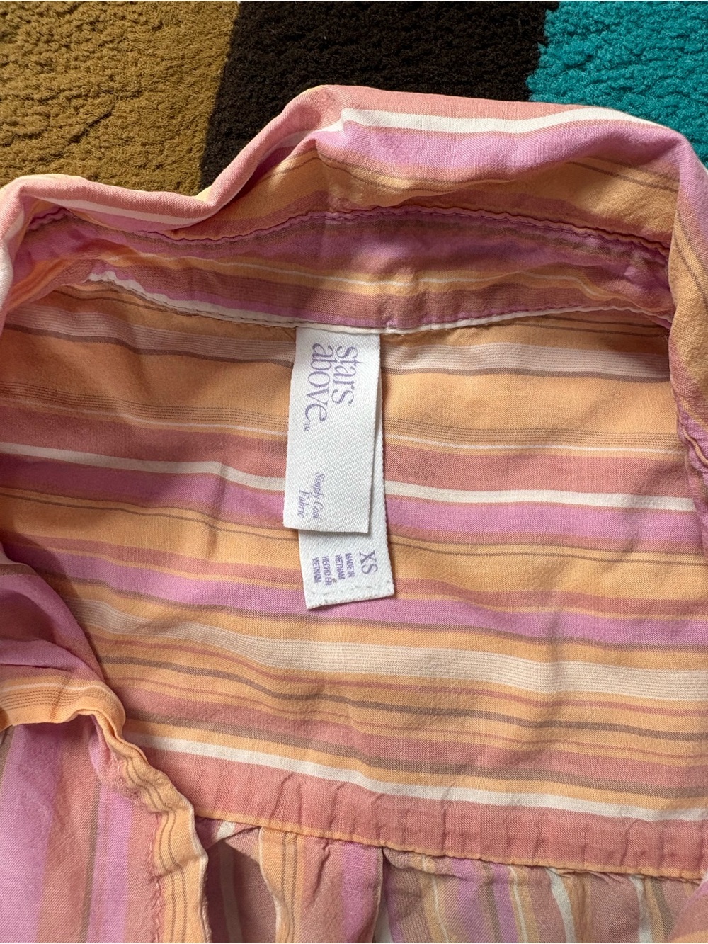 stars above Pink Orange & Cream Striped 3-Piece Pajama Set with Shorts and Pants - Picture 2 of 10